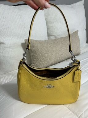 Coach Pebble Leather Shoulder Bag in Yellow